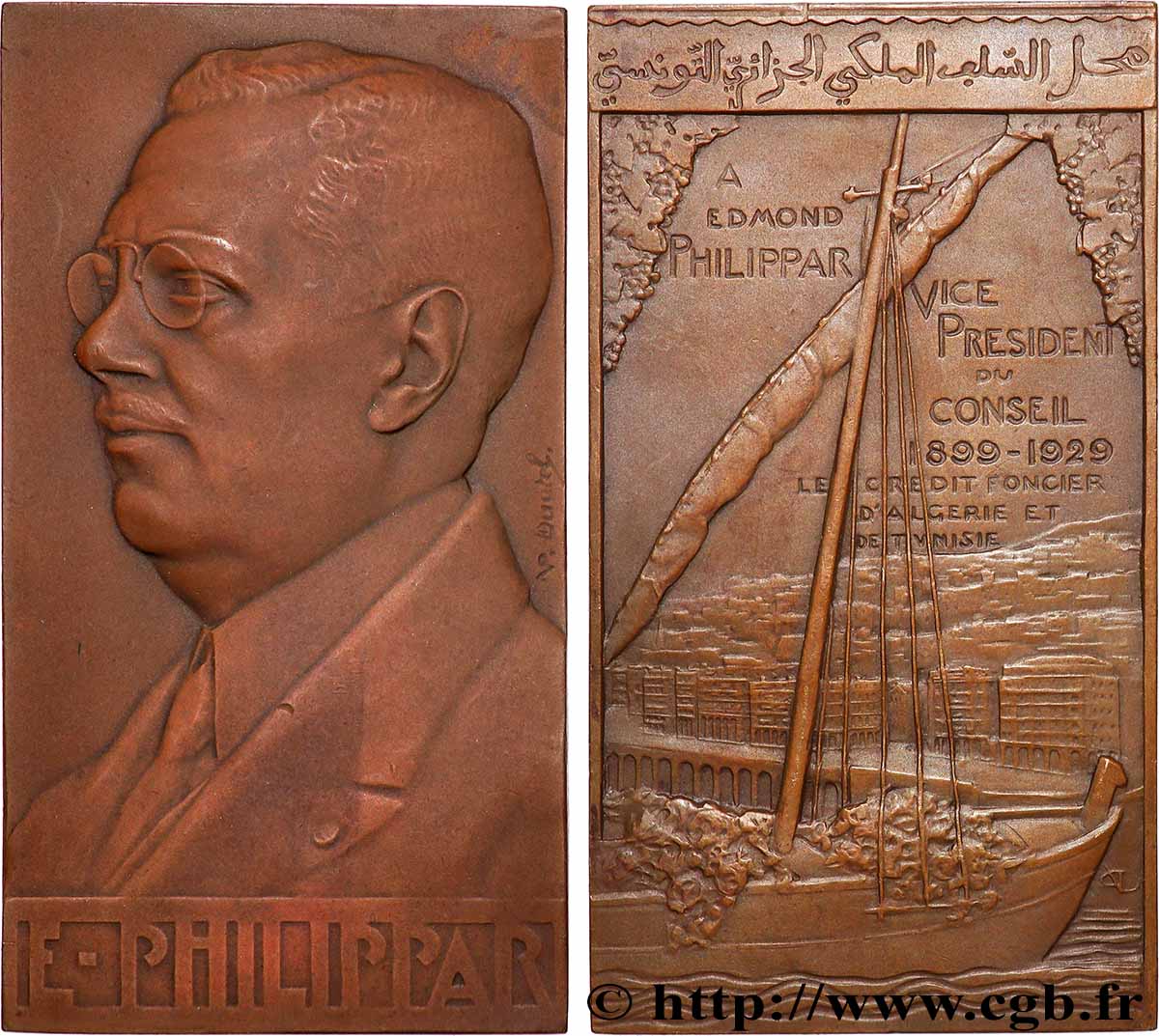 ALGÉRIE - TROISIÈME RÉPUBLIQUE Plaquette, Edmond Philippar, Crédit foncier d’Algérie et Tunisie VZ