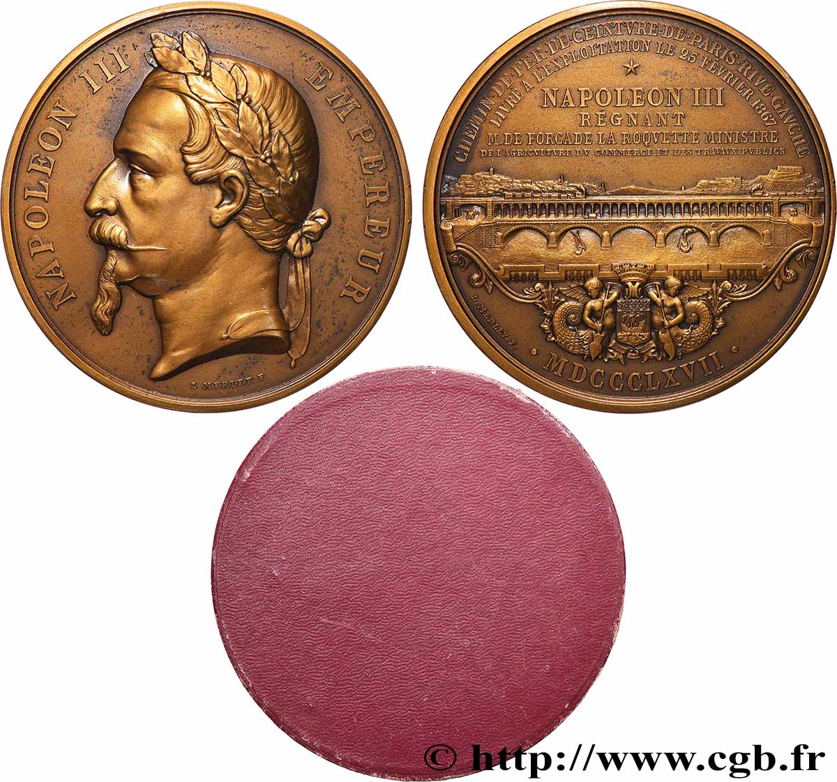 SECONDO IMPERO FRANCESE Médaille, Livraison à l’exploitation du chemin de fer, refrappe SPL