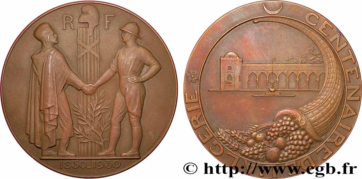 ALGÉRIE - TROISIÈME RÉPUBLIQUE Médaille, Centenaire de l’Algérie VZ/fVZ