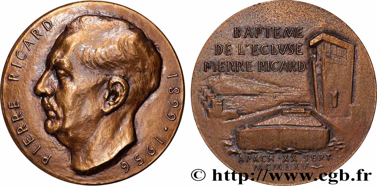 FUNFTE FRANZOSISCHE REPUBLIK Médaille, Baptême de l’écluse Pierre Ricard VZ