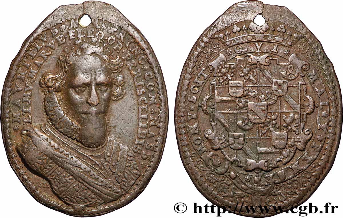 ORANGE - PRINCIPAUTÉ D&nbsp;ORANGE - MAURICE DE NASSAU Plaquette, Maurice de Nassau, Chevalier de l’ordre de la Jarretière, refrappe TB+