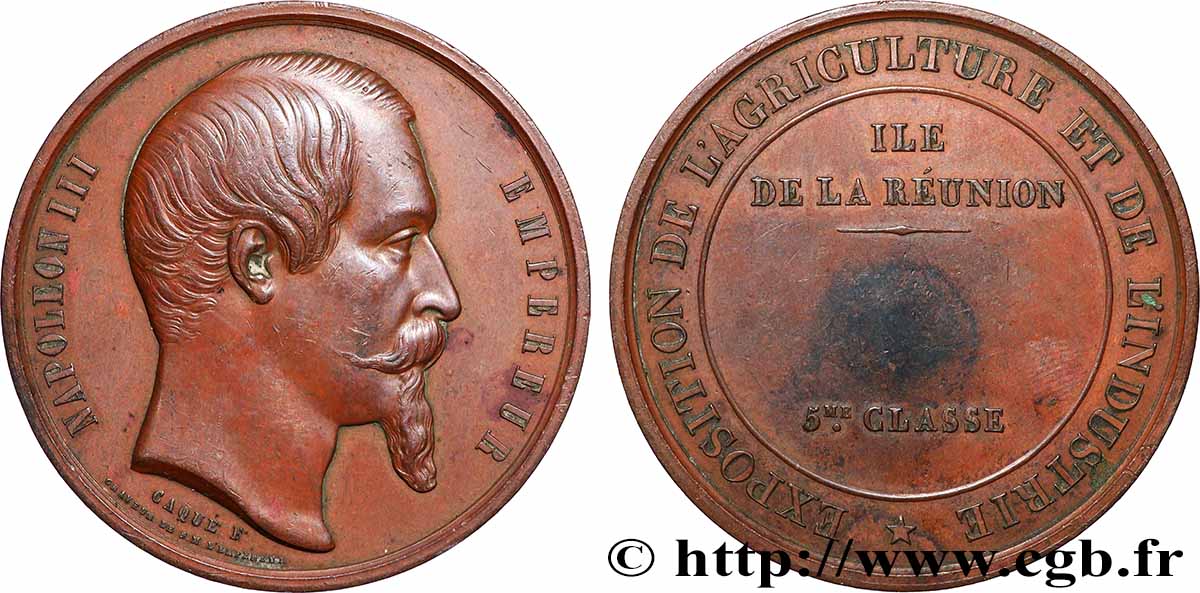 REUNION INSEL Médaille, Exposition de l’agriculture et de l’industrie, Ile de la Réunion, 5e classe fVZ