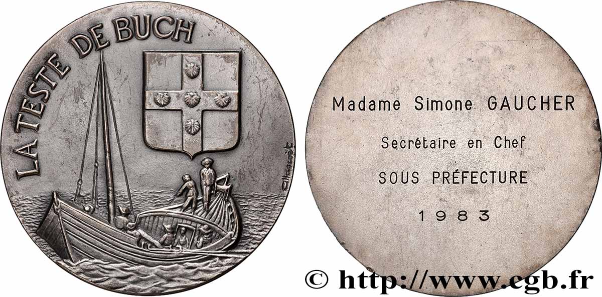 CINQUIÈME RÉPUBLIQUE Médaille, La Teste-de-Buch TTB+