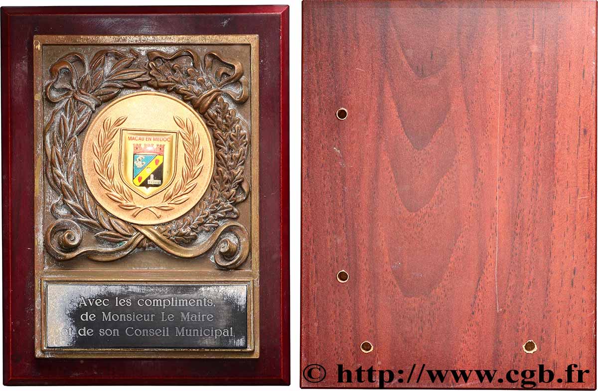 CONSEIL GÉNÉRAL, DÉPARTEMENTAL OU MUNICIPAL - CONSEILLERS Plaquette, Avec les compliments du maire et de son conseil municipal TTB