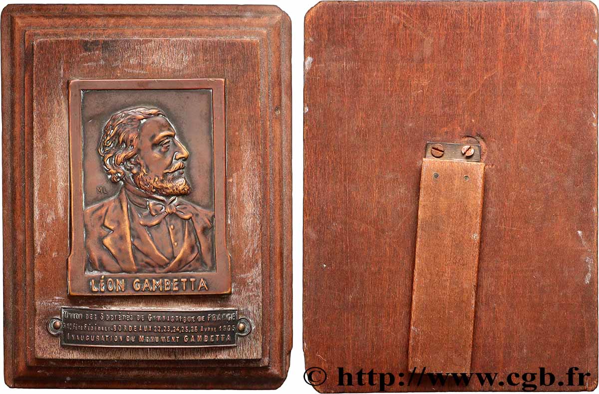 TERZA REPUBBLICA FRANCESE Plaquette, Léon Gambetta, Inauguration de son monument q.SPL