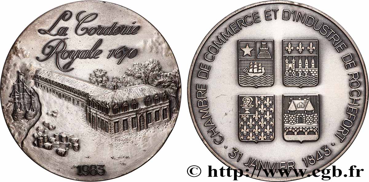 CINQUIÈME RÉPUBLIQUE Médaille, Corderie royale, Chambre de commerce et d’industrie TTB+