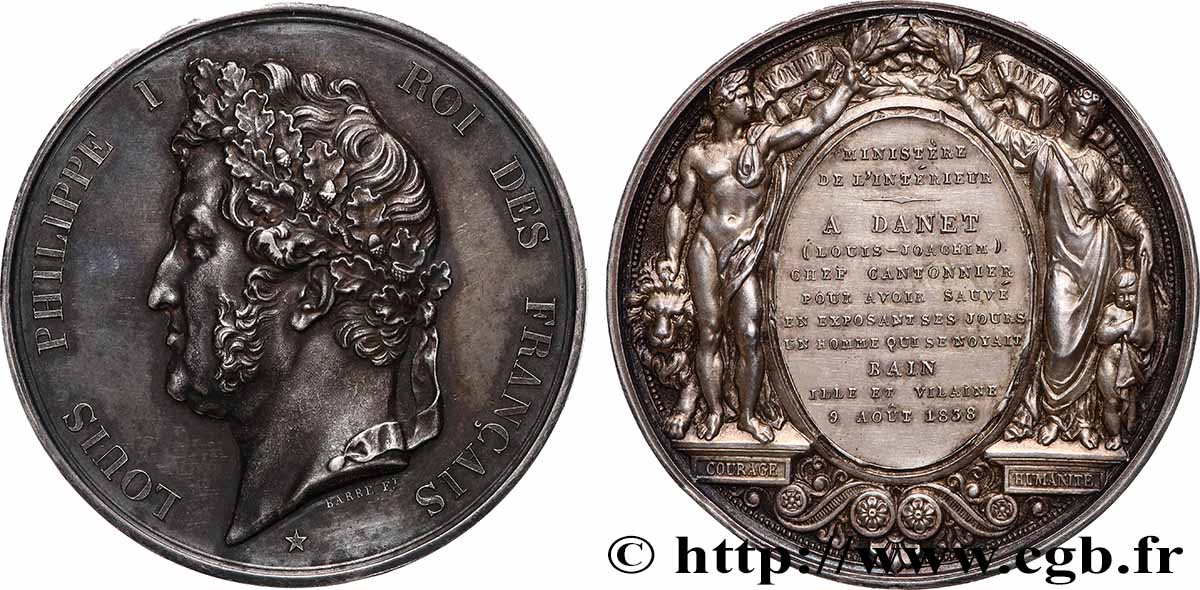 LOUIS-PHILIPPE I Médaille, Récompense nationale, Ministère de l’intérieur AU