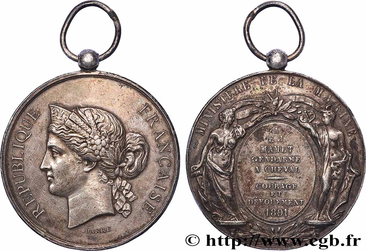 III REPUBLIC Médaille, Courage et Dévouement XF