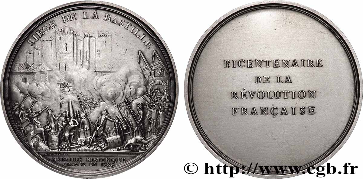 QUINTA REPUBBLICA FRANCESE Médaille, Bicentenaire de la Révolution, Siège de la Bastille SPL