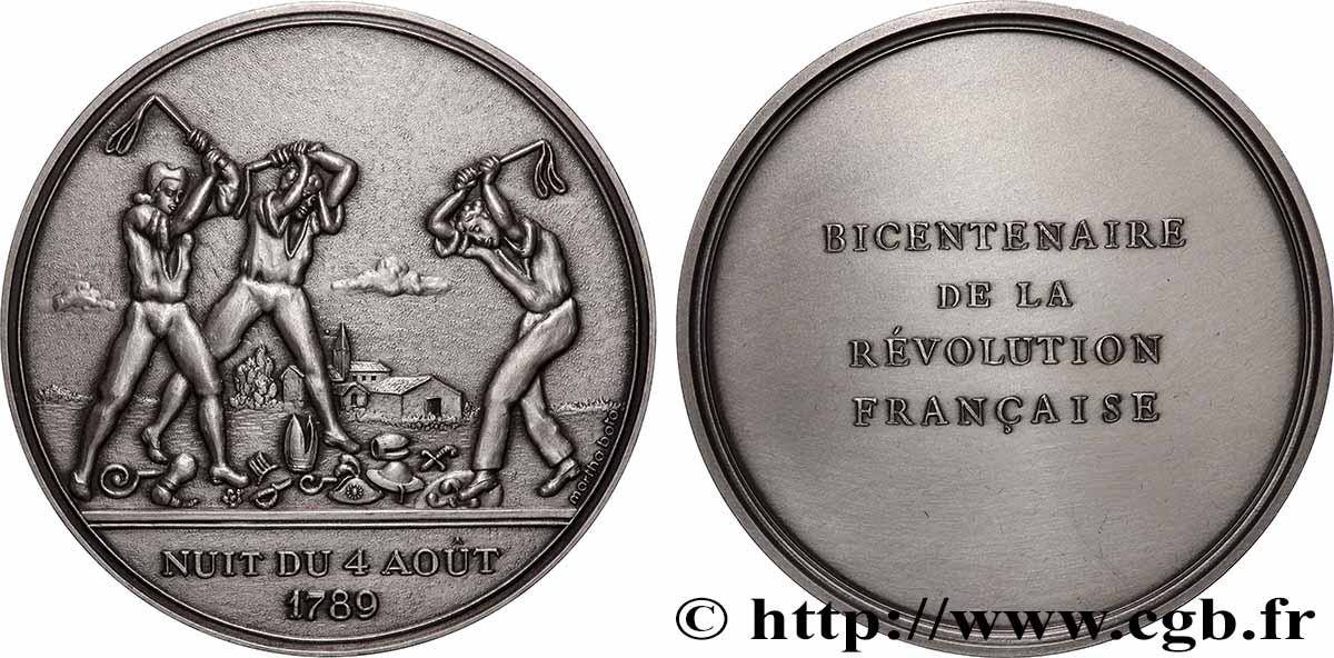 QUINTA REPUBBLICA FRANCESE Médaille, Bicentenaire de la Révolution, Nuit du 4 août 1789 SPL