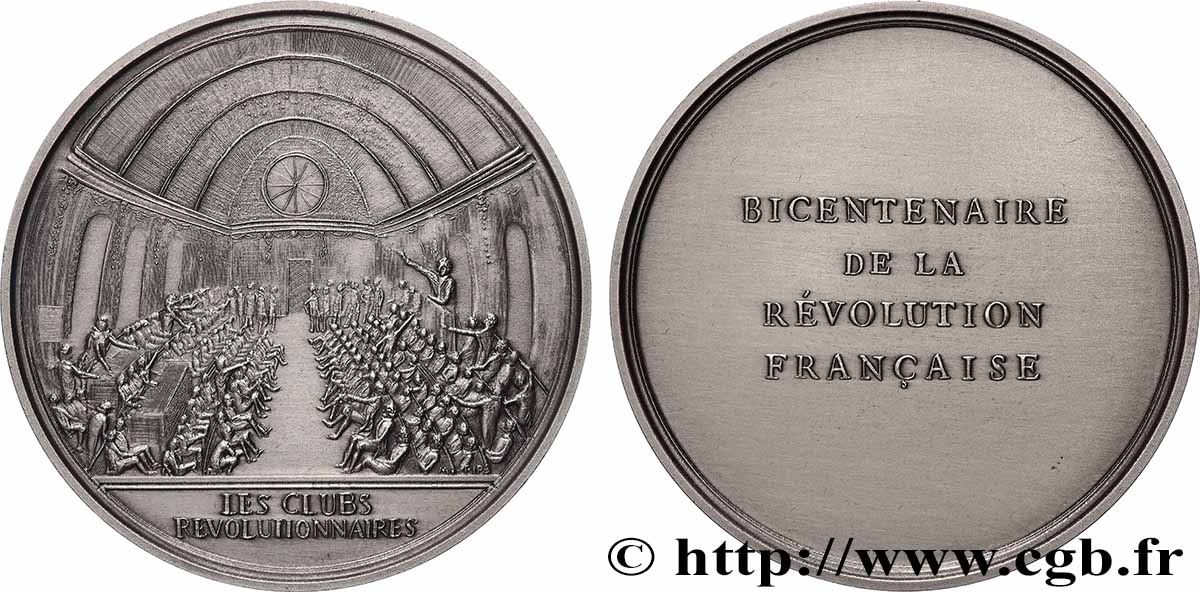 CINQUIÈME RÉPUBLIQUE Médaille, Bicentenaire de la Révolution, Les clubs révolutionnaires SUP
