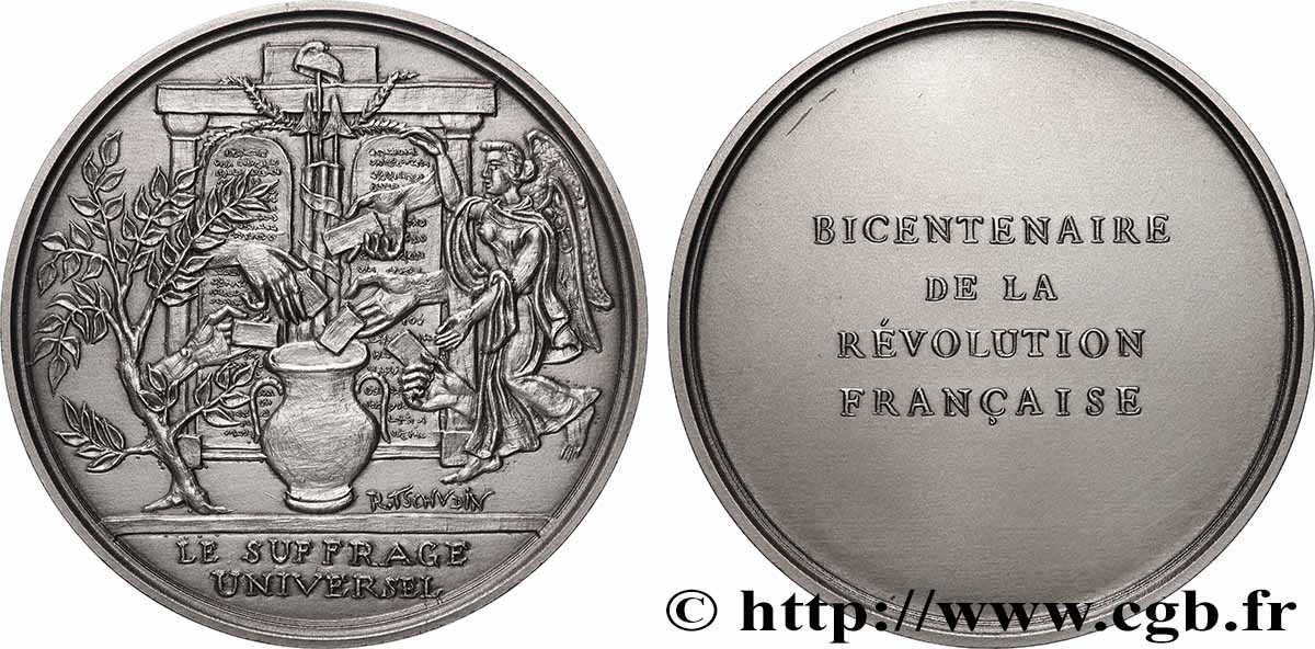 QUINTA REPUBBLICA FRANCESE Médaille, Bicentenaire de la Révolution, Suffrage universel MS