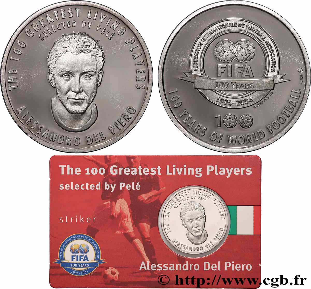 CINQUIÈME RÉPUBLIQUE Médaille, 100 ans du Football mondial, FIFA BE