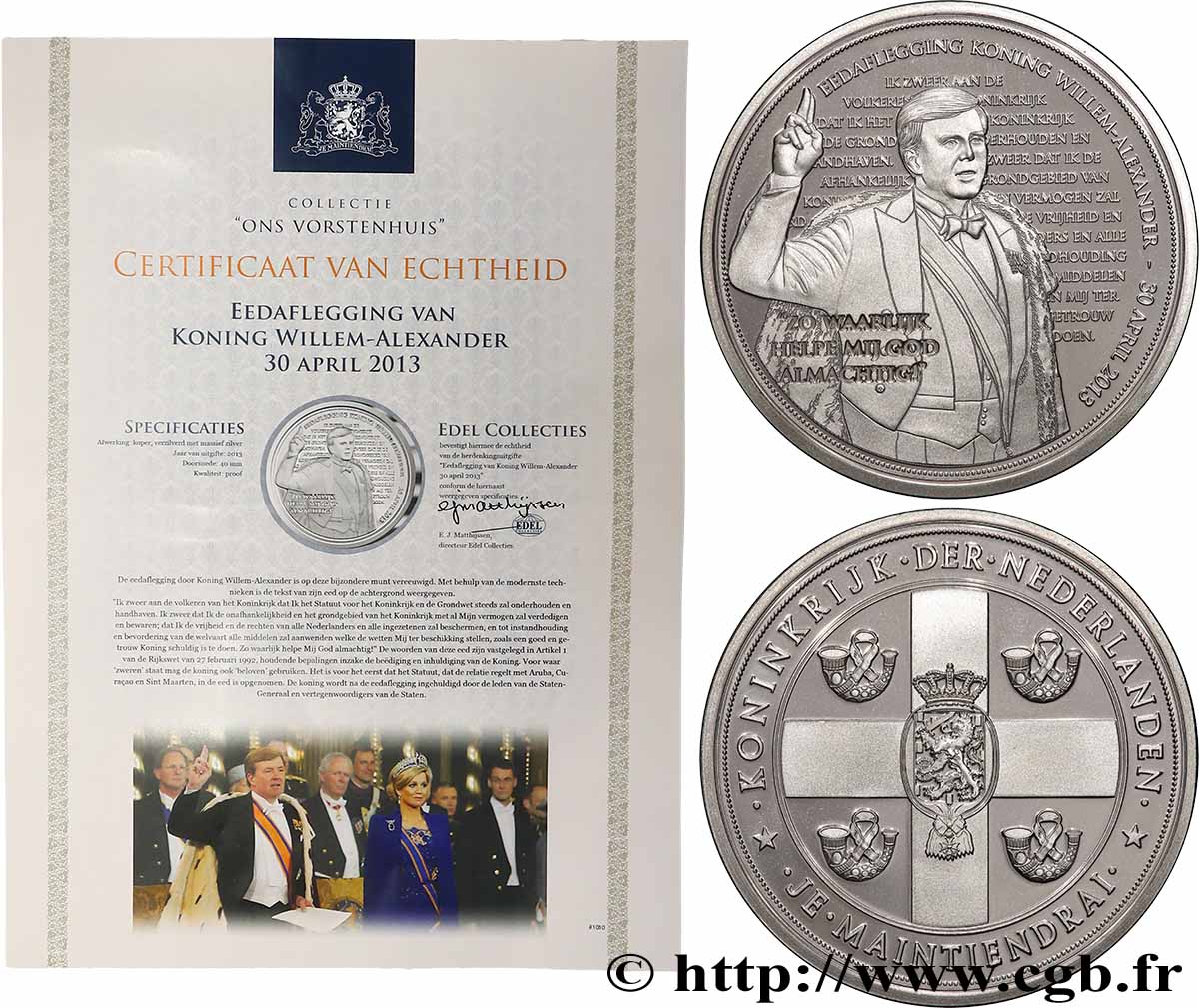 PAYS-BAS Médaille, Serment du roi Guillaume-Alexandre SUP