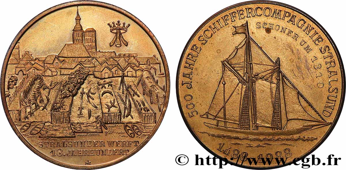 ALLEMAGNE Médaille, 500 ans de la compagnie des marins de Star TTB+