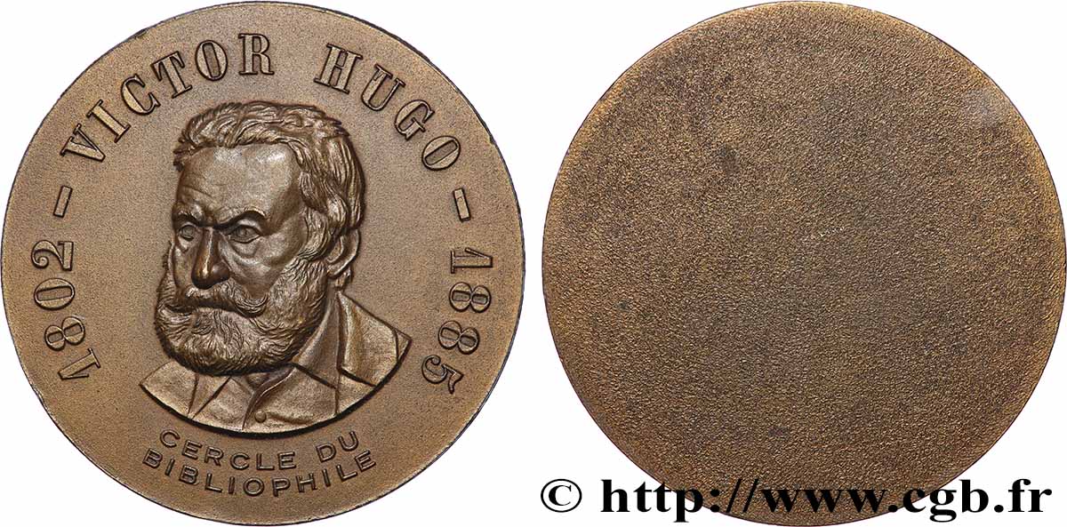 LITERATURE : WRITERS - POETS Médaille, Victor Hugo, Cercle du bibliophile q.SPL