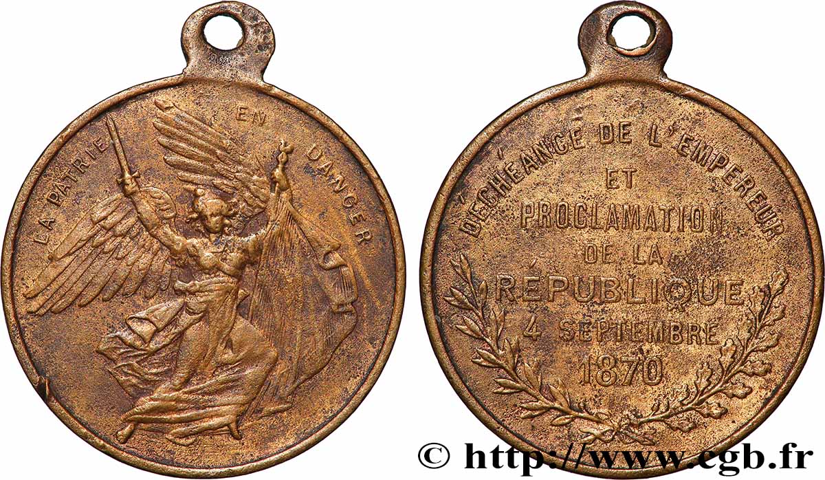 TROISIÈME RÉPUBLIQUE Médaille, Déchéance de l’Empereur Napoléon III TTB