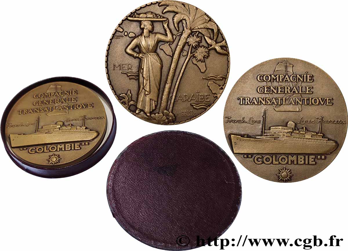 III REPUBLIC Médaille, Paquebot Colombie AU