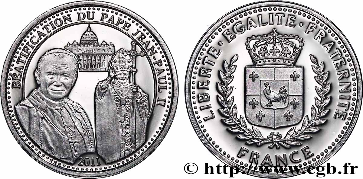 QUINTA REPUBBLICA FRANCESE Médaille, Béatification du pape Jean-Paul II MS