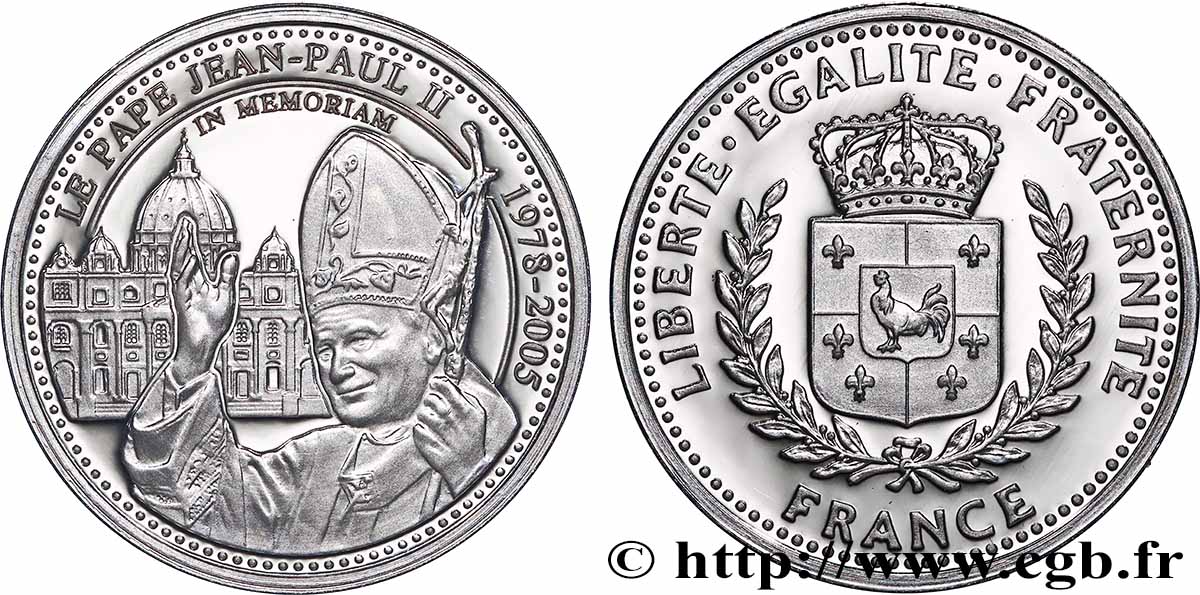 FUNFTE FRANZOSISCHE REPUBLIK Médaille, Le pape Jean-Paul II fST