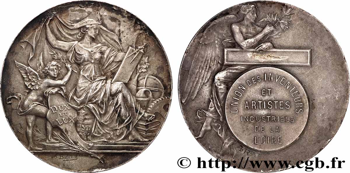 TROISIÈME RÉPUBLIQUE Médaille, Union des inventeurs et artistes industriels de la Loire TTB+