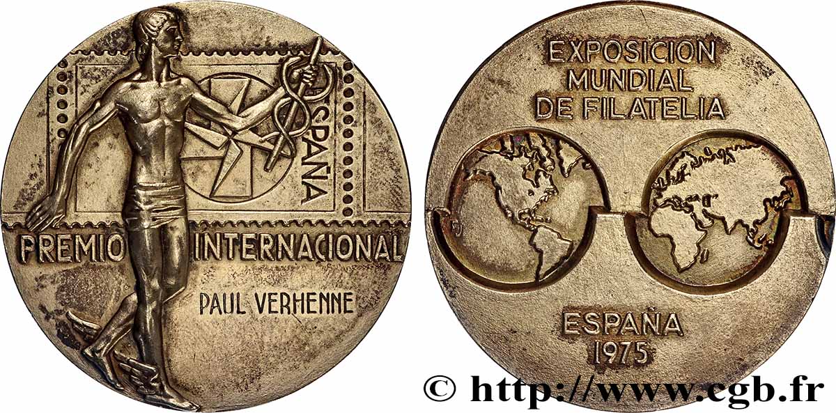 ESPAGNE Médaille, Exposition mondiale de philatélie SUP