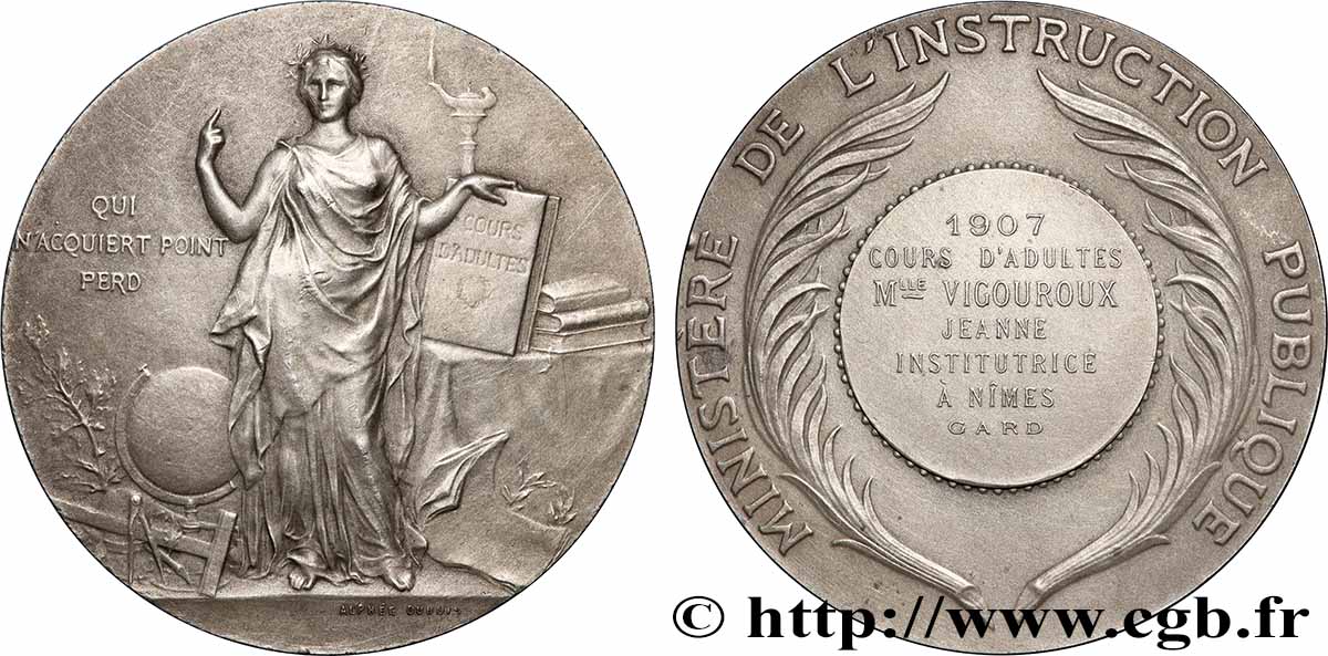 III REPUBLIC Médaille, Cours d’adultes AU