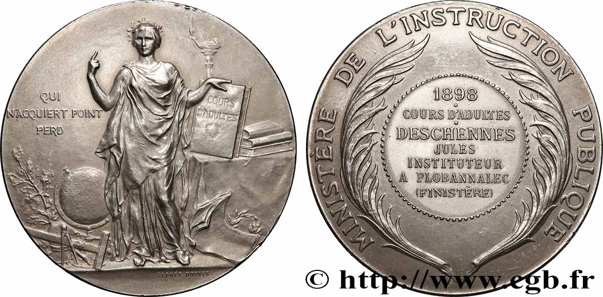 III REPUBLIC Médaille, Cours d’adultes AU