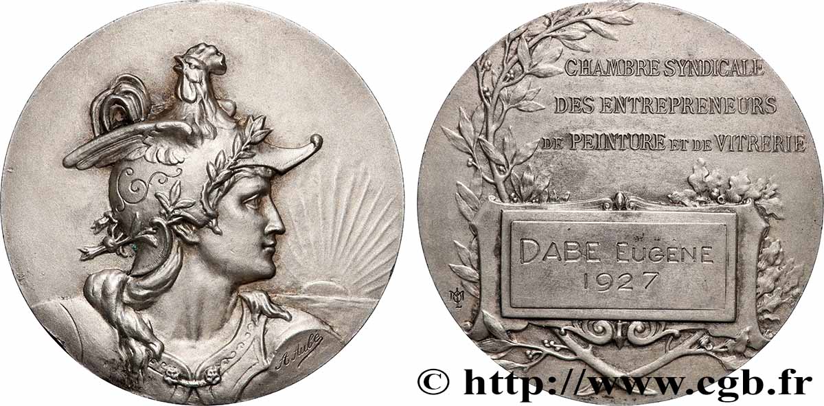 DRITTE FRANZOSISCHE REPUBLIK Médaille, Chambre syndicale des entrepreneurs de peinture et de vitrerie fVZ