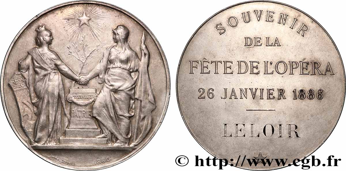 III REPUBLIC Médaille, Souvenir de la fête de l’opéra AU/AU