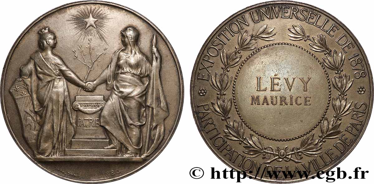 III REPUBLIC Médaille, Exposition universelle, Participation de la ville AU