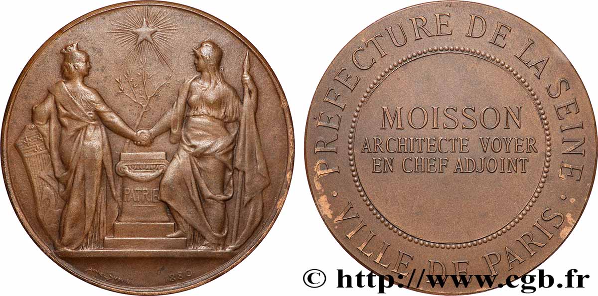 III REPUBLIC Médaille, Préfecture de la Seine AU