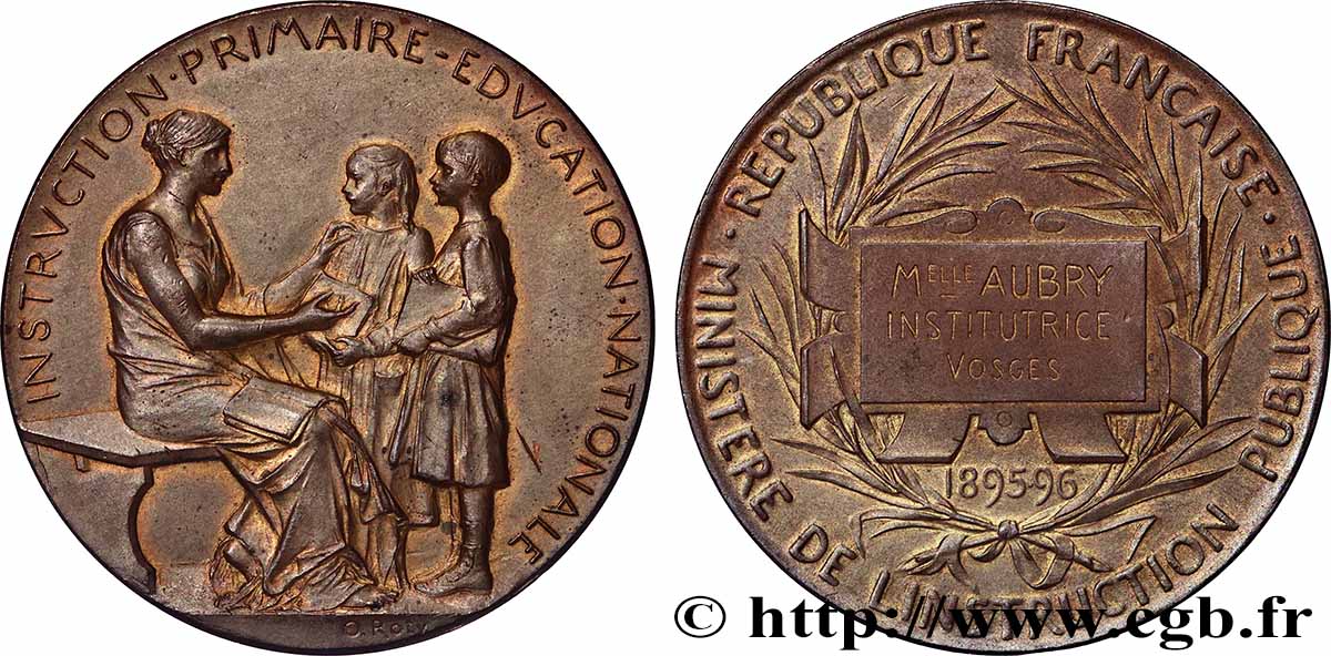 TERCERA REPUBLICA FRANCESA Médaille, Ministère de l’Instruction publique MBC+