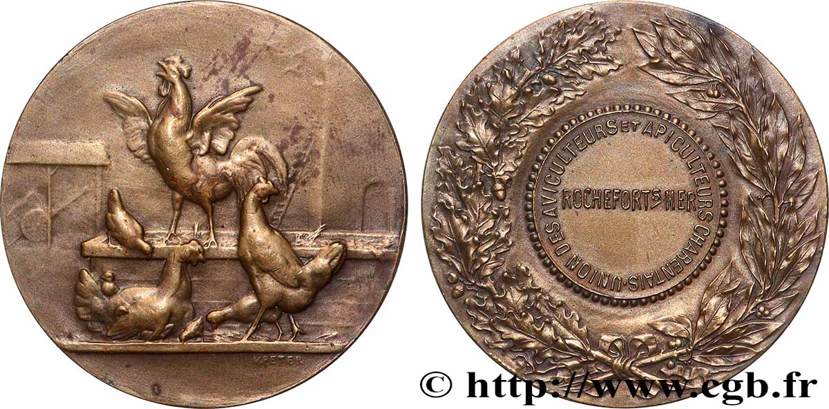 SOCIÉTÉS D&nbsp;AGRICULTURE, HORTICULTURE, PÊCHE ET CHASSE Médaille, Union des aviculteurs et apiculteurs TTB+
