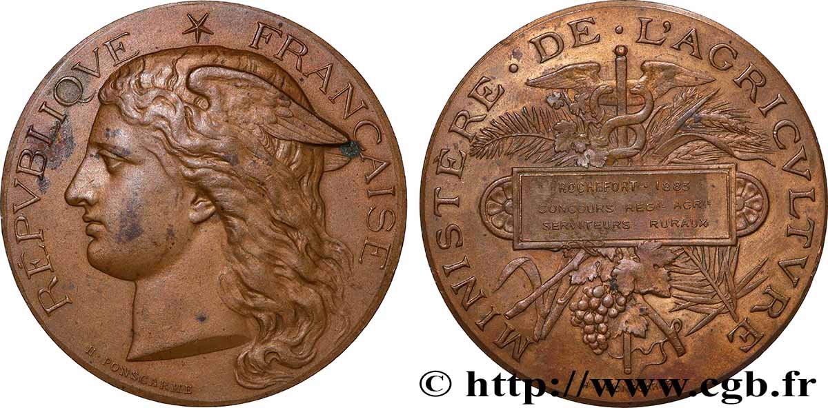 TROISIÈME RÉPUBLIQUE Médaille, Concours régional agricole, serviteurs ruraux TTB+