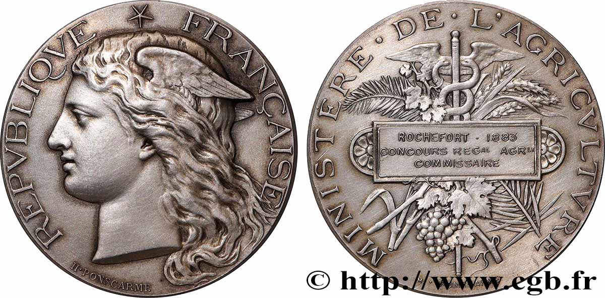 TROISIÈME RÉPUBLIQUE Médaille, Concours régional agricole, Commissaire SUP
