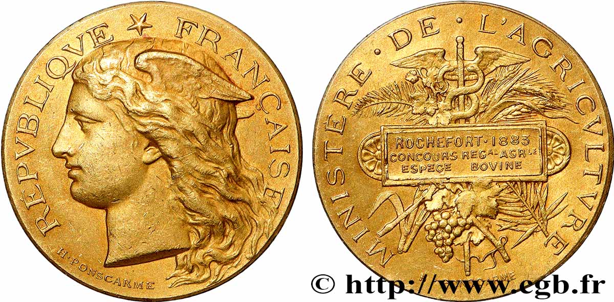 TROISIÈME RÉPUBLIQUE Médaille, Concours régional agricole, espèce bovine TTB+