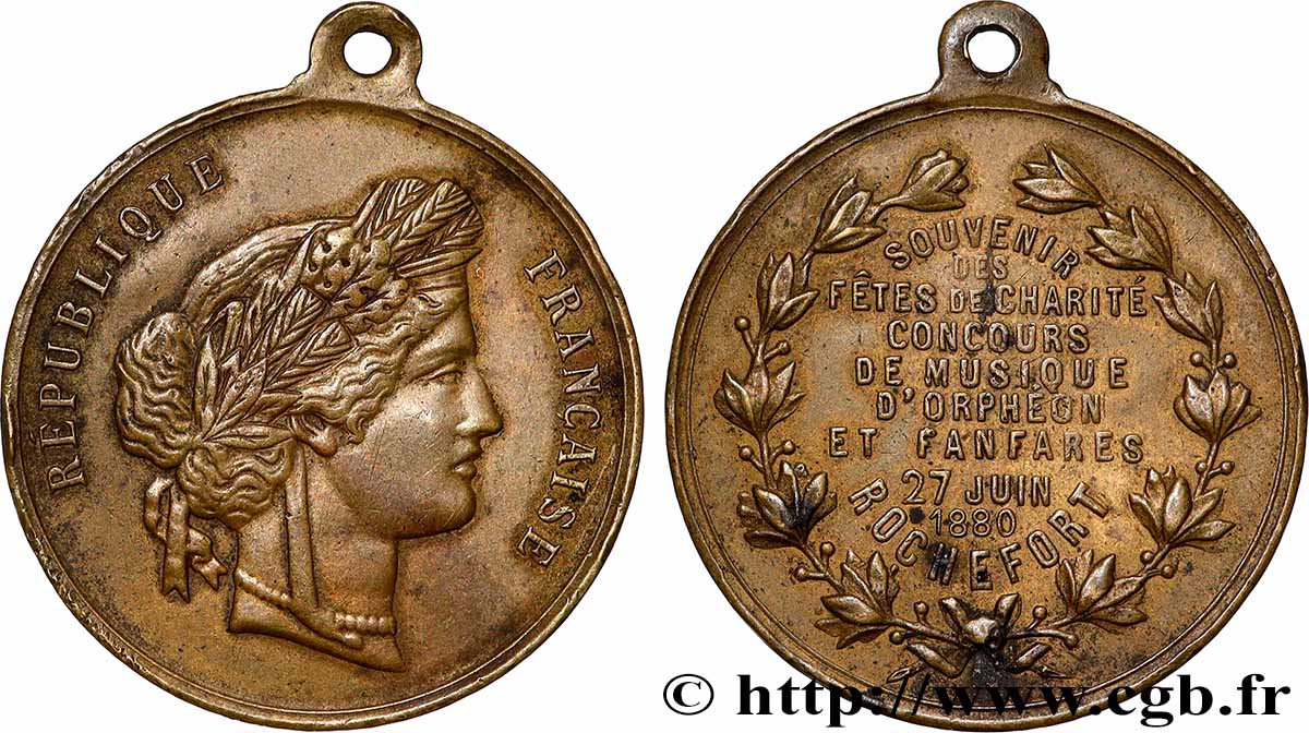 TROISIÈME RÉPUBLIQUE Médaille, Concours de musique, Souvenir des fêtes de charité TTB