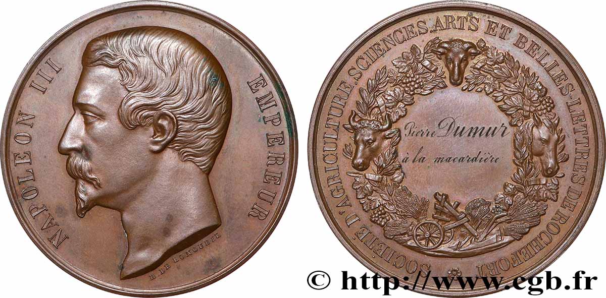 ZWEITES KAISERREICH Médaille, Société d’agriculture, sciences, arts et belles-lettres fVZ/VZ
