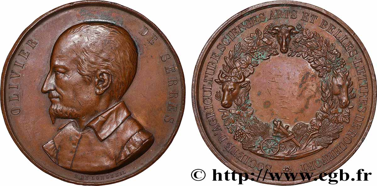 SECOND EMPIRE Médaille, Société d’agriculture, sciences, arts et belles-lettres TTB