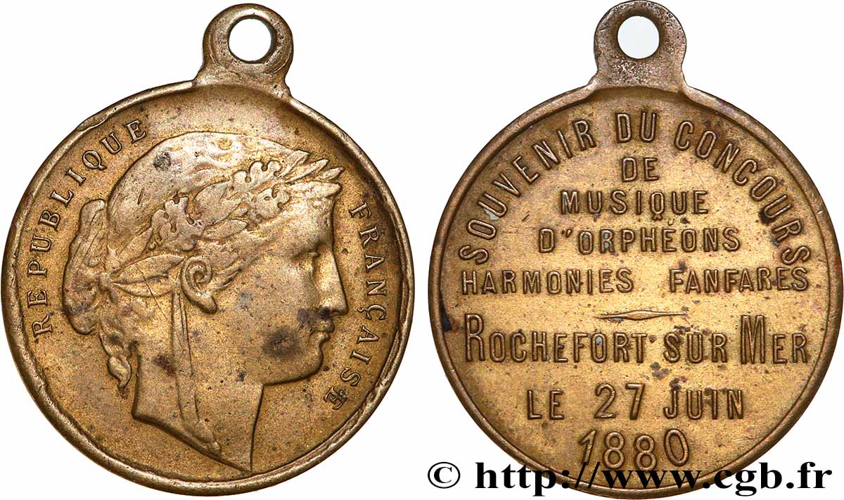 TROISIÈME RÉPUBLIQUE Médaille, Souvenir du concours de musique TTB