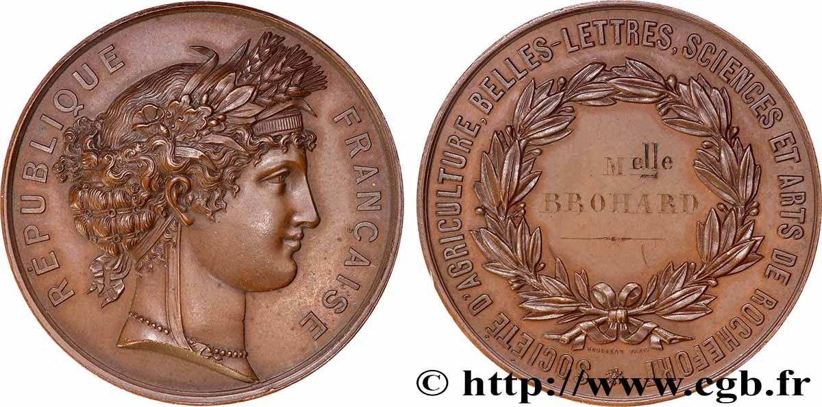 TROISIÈME RÉPUBLIQUE Médaille, Société d’agriculture, sciences, arts et belles-lettres SUP