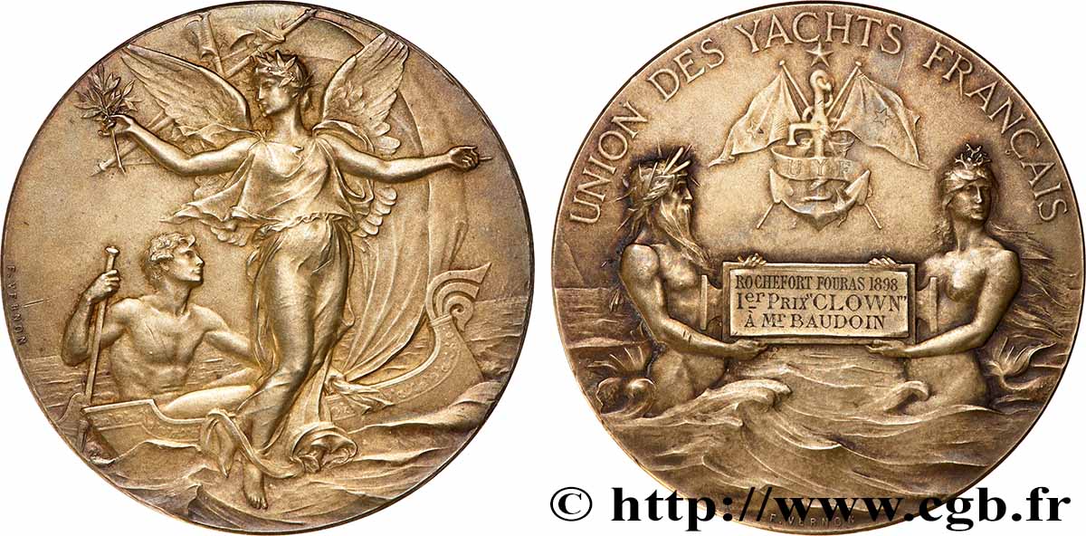 TROISIÈME RÉPUBLIQUE Médaille, Union des yachts français, 1er prix TTB+/SUP