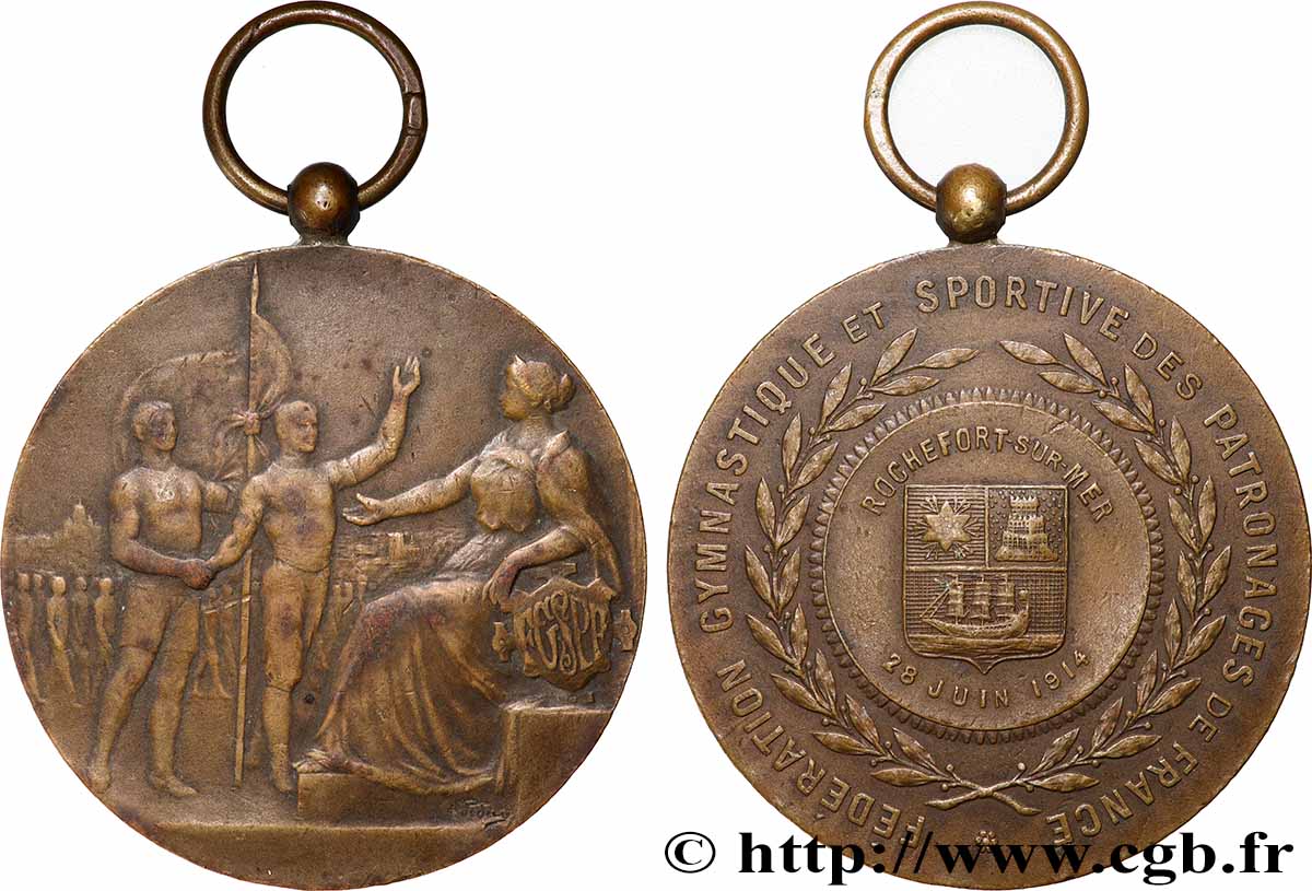 III REPUBLIC Médaille, Fédération gymnastique et sportive des patronages XF