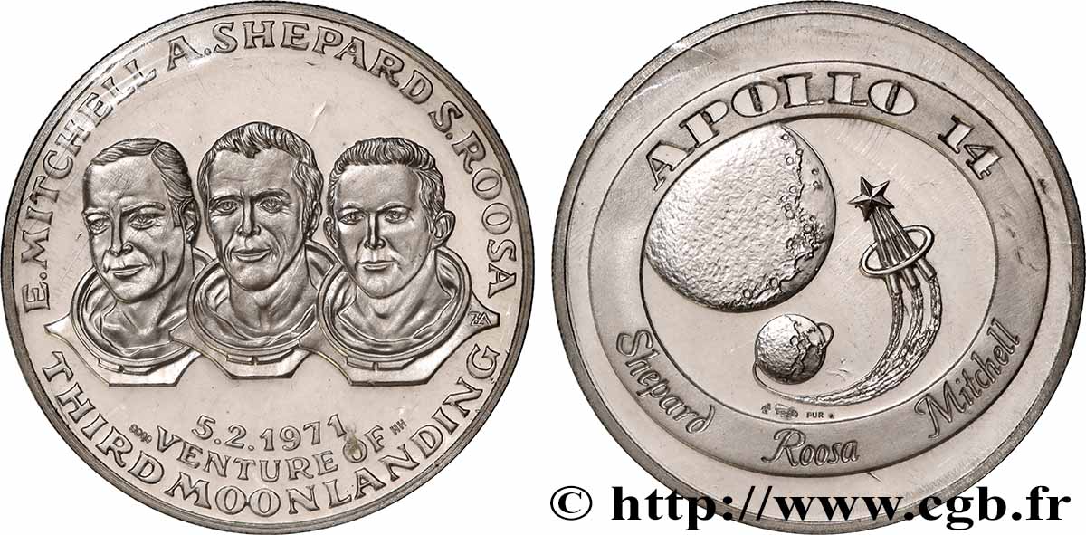 CONQUÊTE DE L&nbsp;ESPACE - EXPLORATION SPATIALE Médaille, Apollo 14 BE