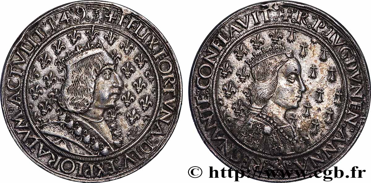 CHARLES VIII Médaille, Charles VIII et Anne de Bretagne, passage à Lyon, refrappe SPL