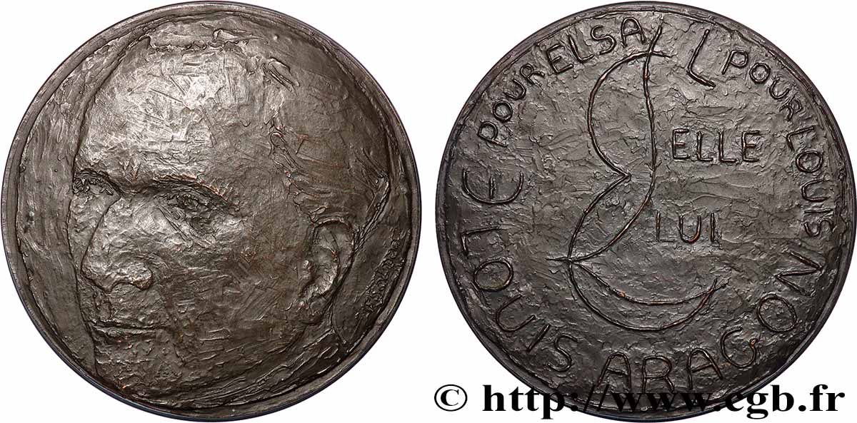 V REPUBLIC Médaille, Louis Aragon AU