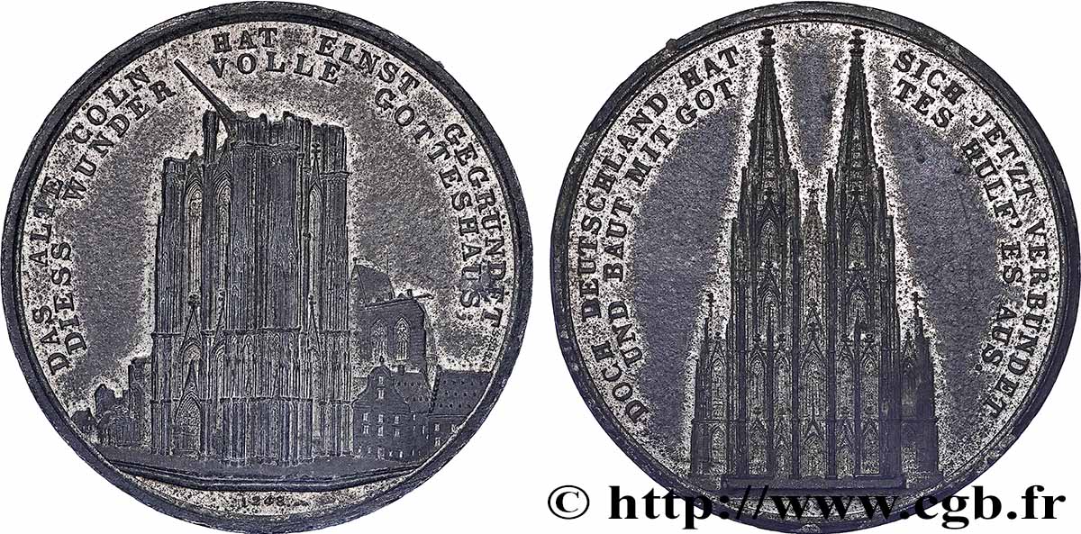 GERMANY Médaille, Construction de la cathédrale de Cologne XF