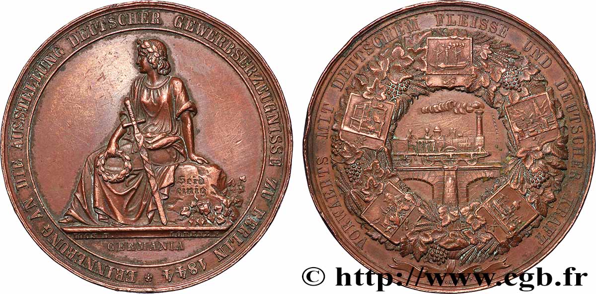 ALLEMAGNE - ROYAUME DE PRUSSE - FRÉDÉRIC-GUILLAUME IV Médaille, Exposition industrielle des états du Zollverein TTB