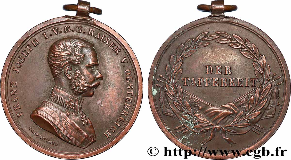 AUTRICHE - FRANÇOIS-JOSEPH Ier Médaille, Pour la bravoure TTB